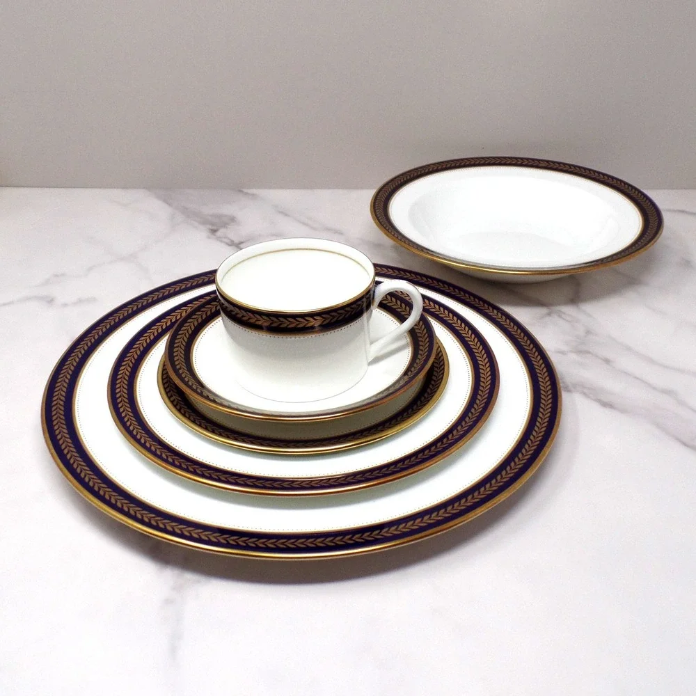 Vintage Coalport Bone China Blue Wheat 6 piece Place Setting (1972-93)